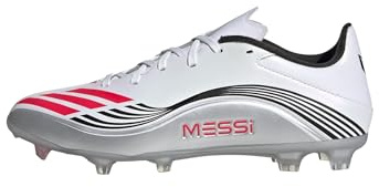 adidas Unisex F50 Messi League Firm Multi Ground Football Boots Fußballschuhe, Cloud White/Lucid Red/Silver Metallic