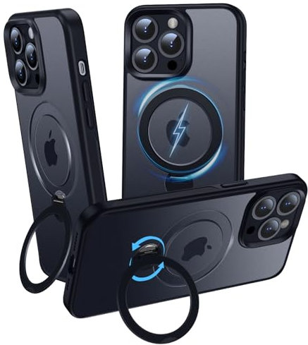 OLHAOMAO Hülle mit 360° Verstellbarem Ständer für iPhone 13 Pro für MagSafe -[Matt-Schwarze Handyhülle][Unsichtbarer Magnetischer Ring-Halter] Stoßfeste Anti-Rutsch-Schutzhülle