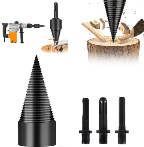 Bohrkegel Holzspalter 32mm, Brennholzspalter Bohrer Mit 3 Bohrgriffe, Festberg Bohrer Holzspalter Original, Bohrkegel Holzspalter, Power Drill Holzspalter, Holzspalter Bohrmaschine, Bohrer Holzspalter