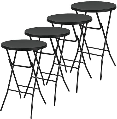Brixy 4x stabile schwarze Stehtische - Partytisch - Robust und witterungsbeständig - klappbar - 80cm x 110cm - Party