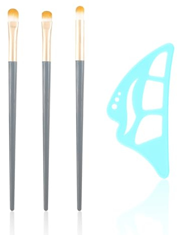 Boobeen Augen-Makeup-Hilfe, Eyeshadow Eyeliner Makeup-Schablone, wiederverwendbare Augen-Schönheits-Assistent, Silikon geflügelte Werkzeug mit 3 Pinsel, für Anfänger