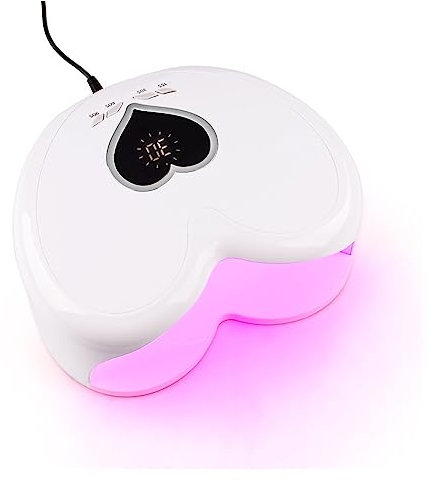 UV Nail Lamp, Cute and Powerful 96W LED UV Nail Lamp Heart Shape Lamp Nail Polish Dryer Nail Tools Electric Nail Drying 96W Professional Lamp(Bianco)