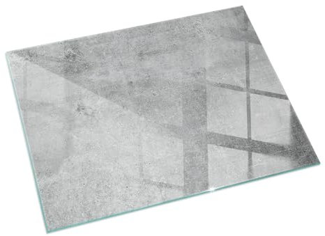 Kamin Bodenplatte Glas 120x80 cm Nachhaltig Wohnzimmer Rechteckig Spritzwasserschutz Sicherungsblech Bodenbelag Polierte Kanten Schutz vor Glut Herdboden - Rohe Betonstruktur