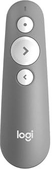 Logitech R500s, Dispositivo de Presentación Láser de Clase 1, Bluetooth y USB, para presentaciones, Compatibilidad universal, Radio de acción de 20 m, personalizable – Gris claro (Reacondicionado)