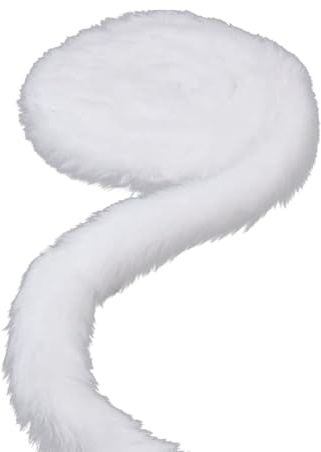 18ft White Fur Trim, White Faux Fur Fabric Ribbon for Christmas Tree | 3cm/1.2inch Wide, Fluffy Tinsel Furry Trimmings for Hood Sewing, Garland, Xmas Party Indoor Home Room Decorations Accessories