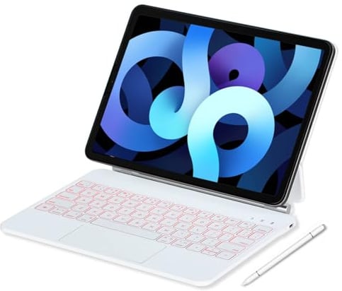 IXTRA Magic Keyboard Case for iPad Air 11/10.9 & Pro 11 4/3/2/1 Gen, White | For iPad Air 11 M4/M3/M2, Air 10.9 5/4 & Pro 11 4/3/2/1 Gen, Floating Cantilever Stand, Multi-Touch Trackpad, 7-Color Backlit