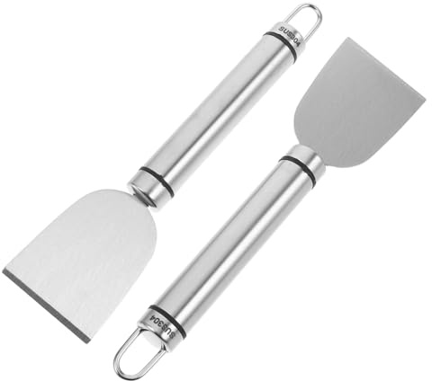 Edelstahl Abtauschaufel 2 Stück Silber für Kühlschrank und Glas | Ergonomischer Griff, Robustes Design, für Fugenreinigung und Klebereste