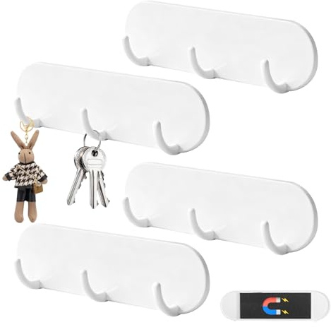 GFUEIGJ Magnetischer Schlüsselhalter 4 Stück Schlüsselbrett Magnetisch Schlüsselbrett Ohne Bohren für Kühlschrank Küche und Waschküche