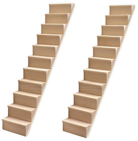 Escaleras de Casa de Muñecas 2 Piezas Escalera de Casa de Muñecas de Madera de Simulación en Miniatura Sin Brazos para Ático DIY Accesorios Decorativos a Escala 1:12 Juguetes Y Juegos..