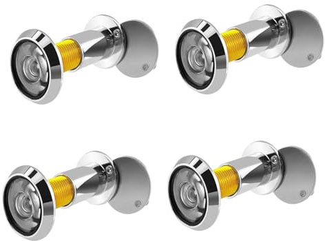 4Pcs Door Viewer with Privacy Cover Peephole Viewer 14mm Diameter 35-50mm Length Security Spy Hole Easy Installation Door Peephole for Home Office Hotel (Silver)
