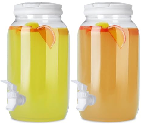 lot de 2 Distributeur de boissons en plastique avec robinet 3 L | d'eau froide avec robinet,poignée et bouchon à vis Pour cocktails et boissons infusées,idéal pour barbecues,fêtes et ma