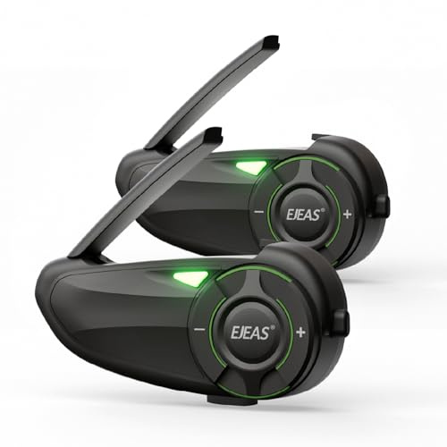 VergeTech Q8 Mesh Bluetooth Motorcycle Helmet Headset, Waterproof Bluetooth Intercom for up to 6 Motorcyclists Communication System, Music Share, 2Packs