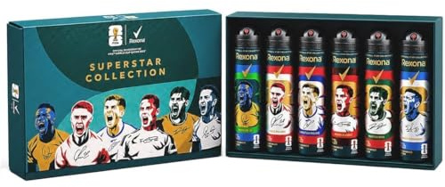Rexona Cofre de Regalo FIFA World Cup 2026TM Superstar Collection, Desodorantes en Spray Antitranspirantes para Hombre, 72H Protección Sudor y Olores, Idea de Regalo, Invisible Ice Fresh, 6 x 150 ml