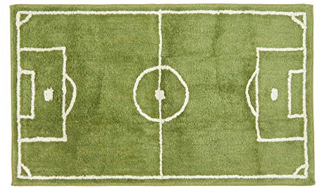 Homescapes Teppich “Fußballfeld”, Vorleger 60 x 100 cm. Farben: Grün und Weiß. Geeignet für Badezimmer oder Kinderzimmer.