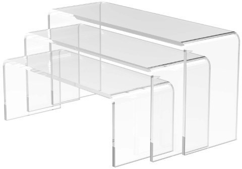 Acrylic Nesting Plinths Display Stands - Sets of 3 in Clear, Black or White (Small, Clear)