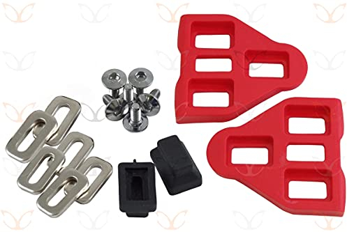 1 Paar Red Look Delta-kompatible Pedalklampen mit Schrauben, Unterlegscheiben, CarbonCycles