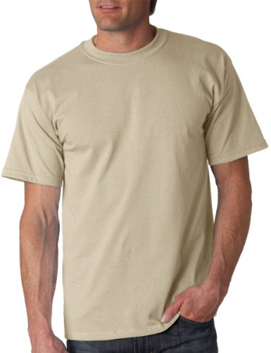 Gildan Mens Ultra Cotton 100% Cotton T-Shirt, Large, Sand