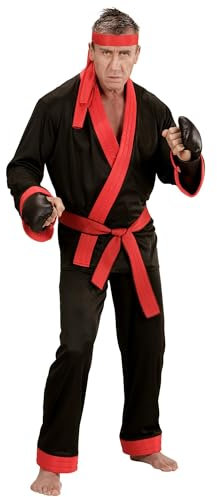 Widmann - Kostüm Kickboxer, Oberteil, Hose, Gürtel, Stirnband, Boxhandschuhe, Karneval, Mottoparty