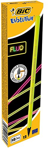 BIC Evolution Fluo – Graphitstift, mit Gummi, 12 Stück
