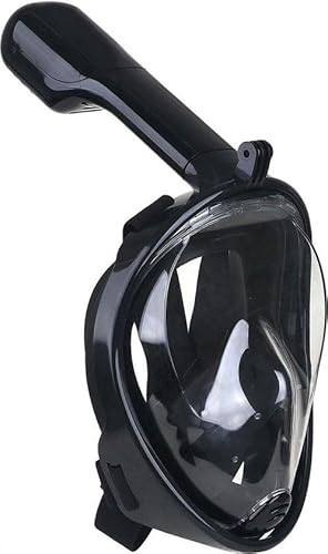 Gadgy® Maschera Integrale da Snorkeling con Supporto per GoPro e Fotocamera – Campo Visivo 180 Gradi, Maschera Anti-Appannamento con Boccaglio e Sistema Easy Breathing – Nero S/M