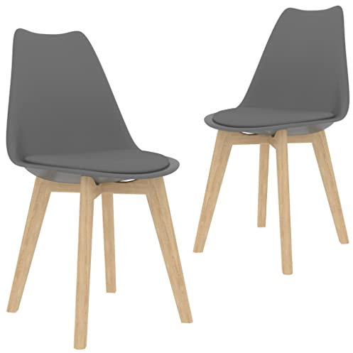 vidaXL Esszimmerstuhl aus massivem Holz, 2-teilig, Grau