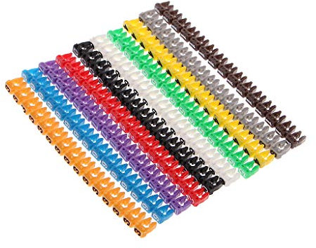 BIlinli 150 PCS Marcatori per Cavi Etichetta di Etichette con Numeri di Riferimento Colorati C-Type per Fili da 2-3 mm