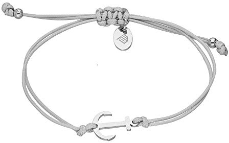 Max Palmer Armband mit Anker Anhänger [05.] - Band: grau | Anhänger: Silber