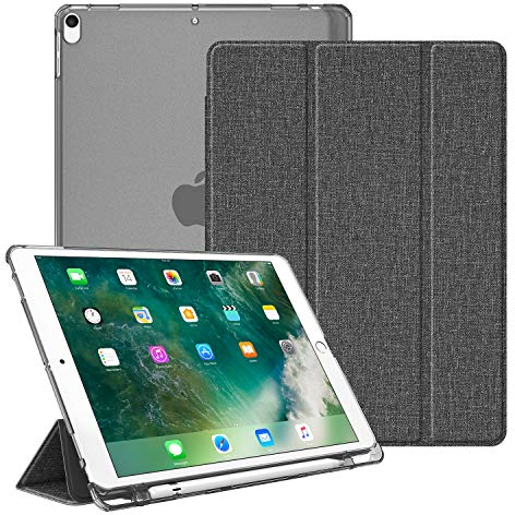 Fintie Hülle mit Pencil Halter für iPad Air 10.5 2019 (3. Generation) / iPad Pro 10.5 2017 - Ultradünn Schutzhülle mit transparenter Rückseite Abdeckung, Auto Sleep/Wake, Jeansoptik dunkelgrau