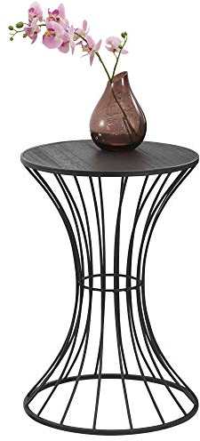 Table de Salon en Forme Sablier Table Basse Table de Rangement Métal et MDF 55,5 cm x 37,5 cm Noir