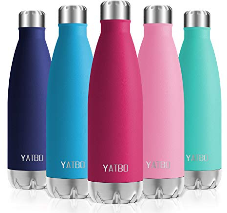 YATBO Bouteille d'eau Isotherme, 750ml Gourde INOX Acier Inoxydable à Double Paroi Reutilisable Gourdes, sans BPA, Anti Fuite Bidon pour Sport, Gym, Yoga, Enfant, Randonnée, École, Rose Rouge