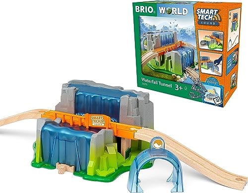 BRIO World 33978 Smart Tech Sound Wasserfall-Tunnel - Interaktive Ergänzung Holzeisenbahn - Empfohlen ab 3 Jahren