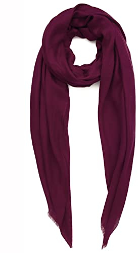 Kaschmirschal Hergestellt in Kashmir (Geschenkpaket) Merinowolle Seiden Kaschmir Schal Große Superfeine Damen Herren Pashmina Unisex Wein Burgund
