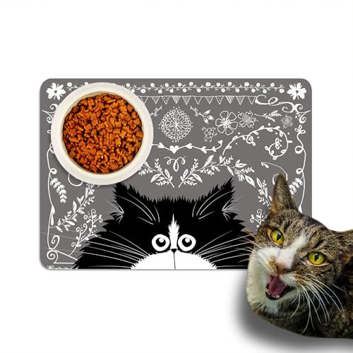 Dead Set Studio Tapis de gamelle personnalisé pour animal domestique, tapis de gamelle pour chien, chat ou chaton, tapis de table, tapis de chien, tapis de chien, tapis de gamelle de dessin animé,