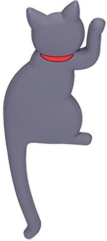 Cat Shaped Refrigerator Magnetic Sticker, Cute Cat with Long Freely Bend Tail Fridge Magnet Hook, Perfect Animal Lover Gifts, Gray/White/Black, 1Pcs(gray)