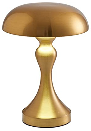ACMHNC Aufladbare Akku Tischlampe Kabellos Pilzlampe, Touch Dimmbare LED Nachttischlampe Batteriebetriebene Nordic Tischleuchten Design Für Kinderzimmer Schlafzimmer Lesen Wohnkultur,Gold