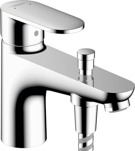 Hansgrohe Mitigeur de salle de bain monotrou avec inverseur et cartouche en céramique chromée, débit variable, courbe moderne