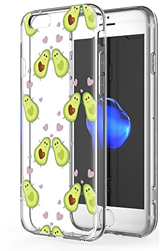 Yoedge Hülle für Apple iPhone 6/6s Handyhülle Avocado Muster Klar Transparent Handyhülle Durchsichtig Weich Silikon TPU Bumper Handytasche Flexible Schutzhülle Case Cover für iPhone 6s/6