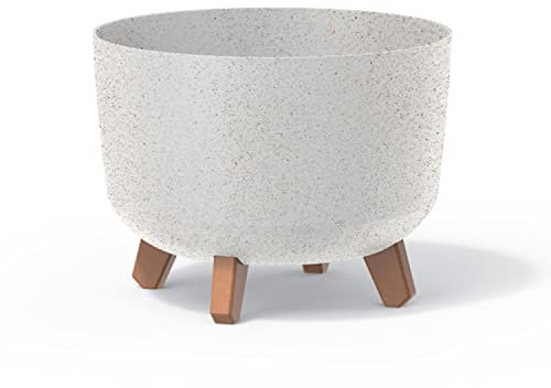Pot de fleurs bas 6,8L avec pieds amovibles et insert 285 mm, Blanc gres