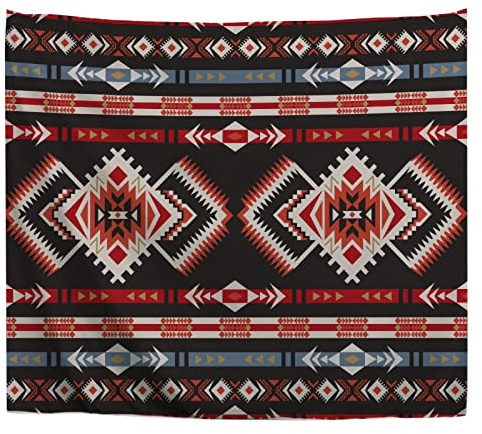 A.Monamour Wandteppiche Wanddekor Tuch Aztekisches Ethnisches Geometrisches Muster Bild Stoff Wandtuch Wandbehang Wandkunst Wandbilder für Schlafzimmer Schlafsaal Wohnzimmer 130x153cm
