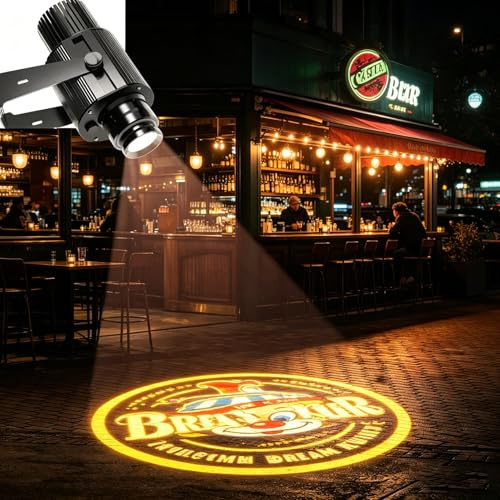 GEZHOUBA Proyector GOBO, luz LED impermeable IP67 para negocios, hotel, tienda, publicidad y escenario de boda, interior y exterior, 35 W, con control remoto