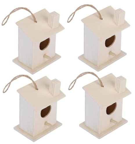 Vogelhaus Zum Aufhängen, 4 Vogelfutterhaus Aus Holz Vogelhäuschen Garten Und Balkon Kleines Vogelfutterhaus Innovative Hängende Vogelnester Ornament Für Gartendekoration Im Freien Vogel Futterhaus