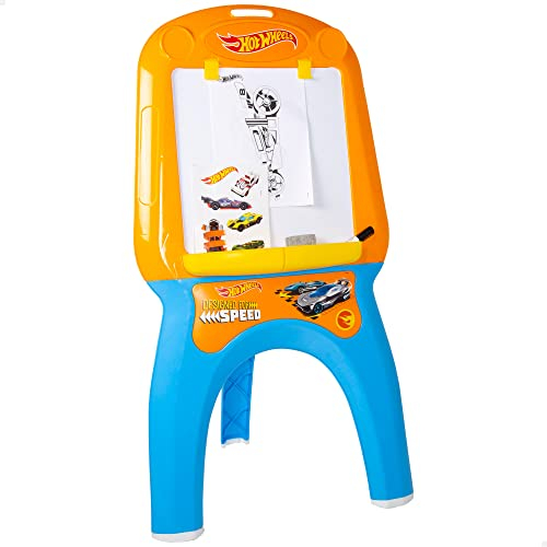 COLORBABY 77432, Hot Wheels Kindertafel mit Staffelei, Kindertafel, Whiteboard für Marker, Kinderspielzeug, Lernspielzeug, Geschenke für Kinder