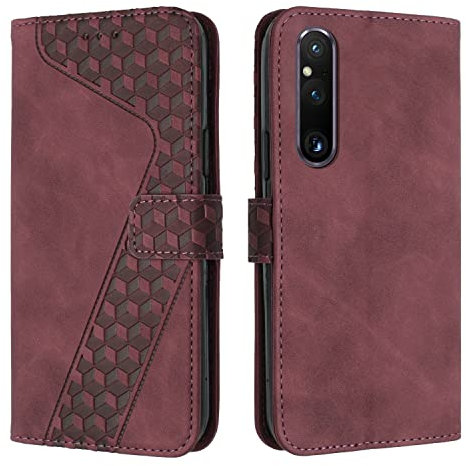 OKZone Coque pour Sony Xperia 1 V 2023, Etui Protection Housse Premium en Cuir PU Portefeuille Étui Téléphone [Fermoir Magnétique] [Fentes pour Cartes] Flip Case pour Sony Xperia 1 V 2023（Rouge