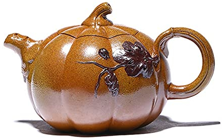 Teiera in argilla viola - teiera a forma di zucca antica fatta a mano teiera in argilla viola bellezza bollitore cerimonia del tè cinese famiglia