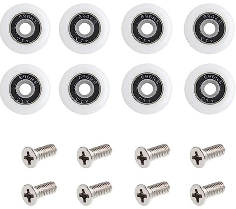 BBTISG 8 Piezas Rodillos de Puerta, 23mm Ruedas Mampara Ducha con Tornillos Ruedas De Repuesto para Puerta De Ducha Corredera para Mamparas De Ducha Correderas