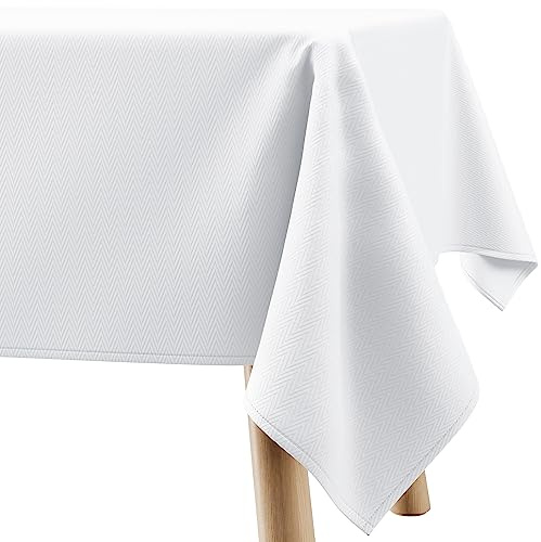 Filumi Tischdecke 140x220 cm Weiß Abwaschbar Für Indoor Outdoor geometrisches Zickzackmuster Verte