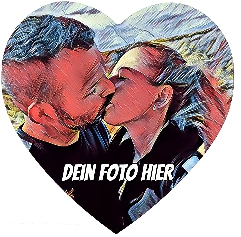 Personalisierter 1x Fotountersetzer mit eigenem Bild, Text, Herz, rund, eckig personalisierter Foto-Untersetzer (Herz)