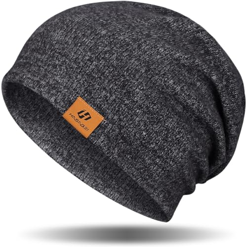 GXCROR Beanie Damen Mütze Herren Warm Slouch Beanie Mütze Unisex Weich Wintermütze Atmungsaktiv Mütze Damen Winter für Chemo, Skifahren, Laufen, Radfahren (Dunkelgrau)