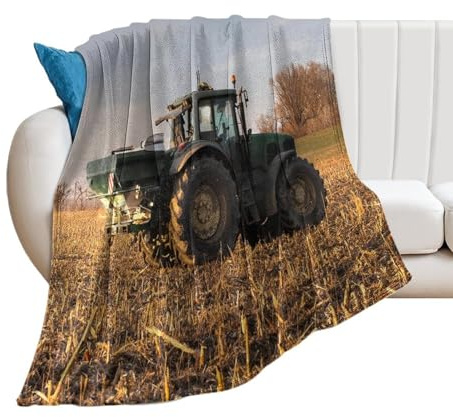 NIBABA Agricultural Tractor Seeding Blanket Throws, Soft Fleece Blankets for Men, Women, Boys, Girls, Cozy Plush Comfy Microfiber Throw Blanket for Couch Sofa Bed Chair 40x50inch (100x125cm)