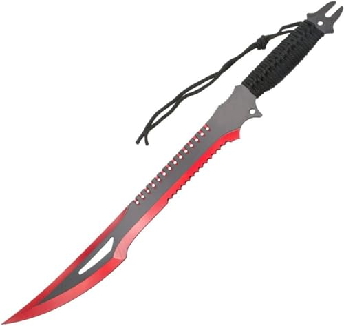 Bushcraft Messer Machete Red Wolves Inklusive Nylonscheide Gürtel Messer Survival Messer scharfes Jagdmesser Überlebensmesser Outdoor Messer für Wandern Camping Garten